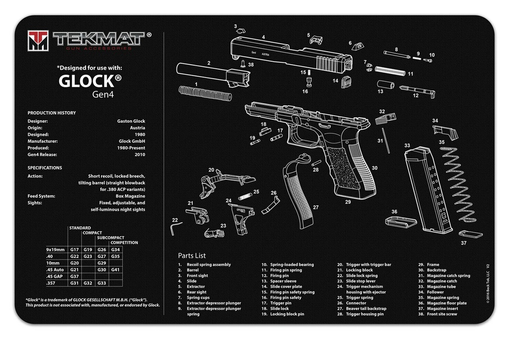 Tekmat Bench Mat Glock Gen4